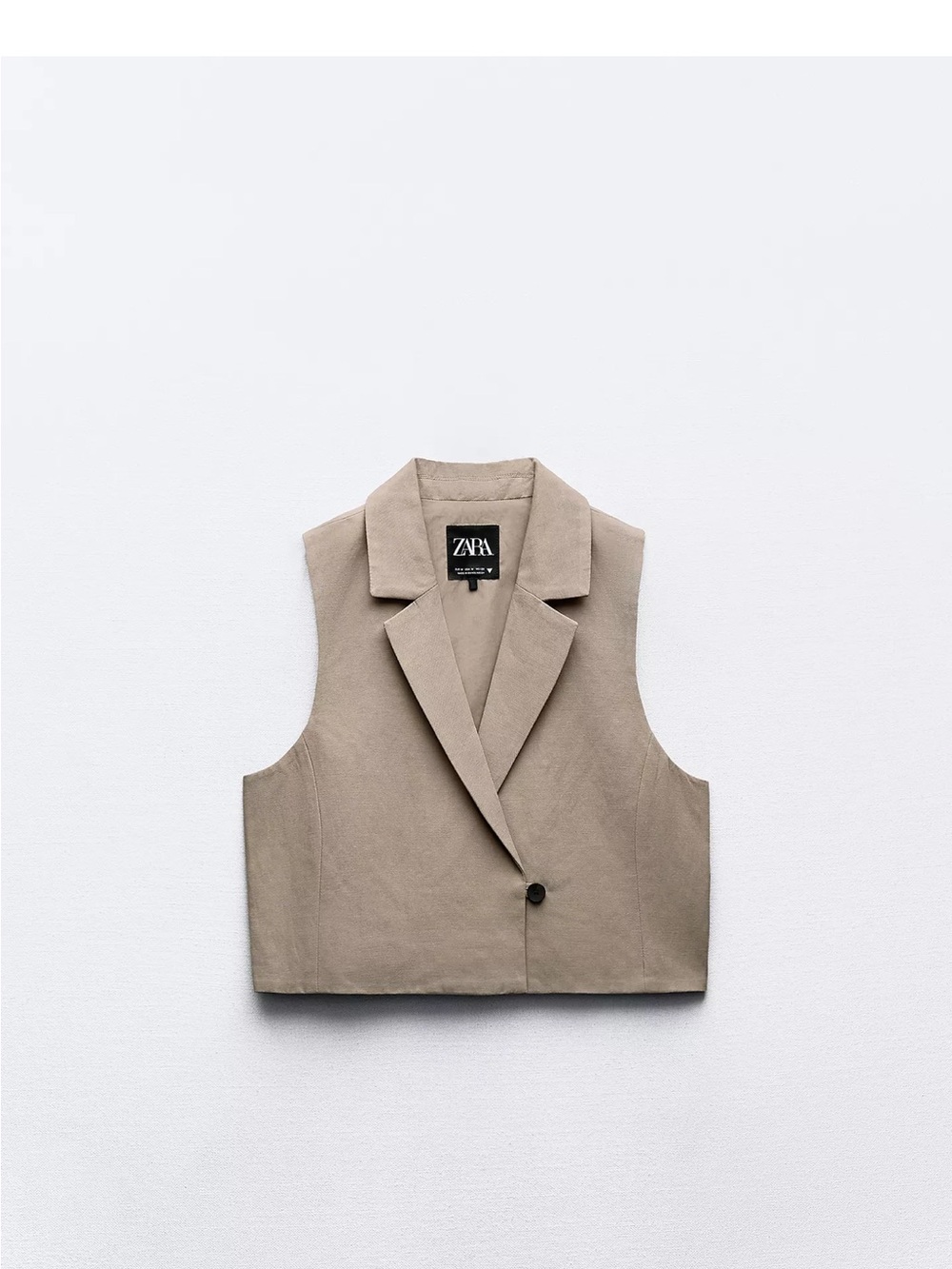 ZARA Taupe Sleeveless Tailored Blazer Vest
